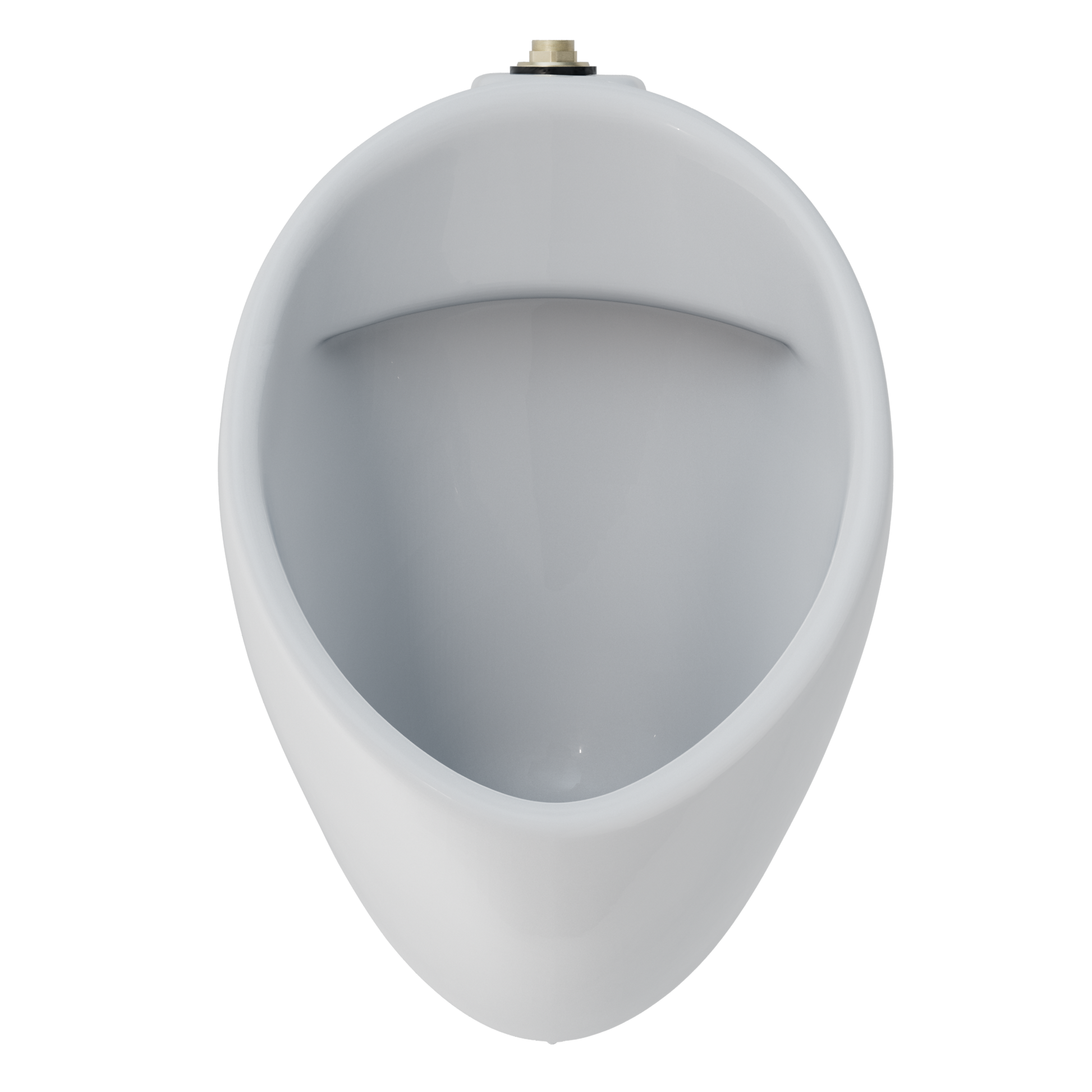 Cotton white wall-mount urinal with elongated bowl and top inlet connection.
