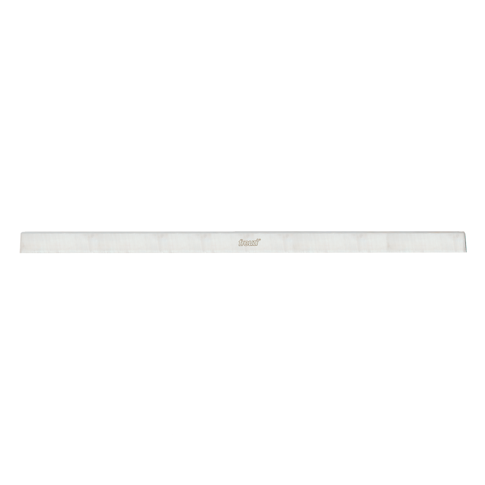 Silver high speed steel planer and jointer knife with Freud branding, 25 inches long.