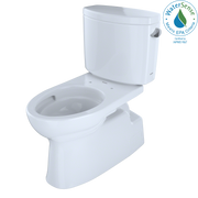 Toto Vespin II Two Piece Elongated Universal Height Toilet with CEFIONTECT and Right Hand Lever 1.28 GPF Less Seat in Cotton White