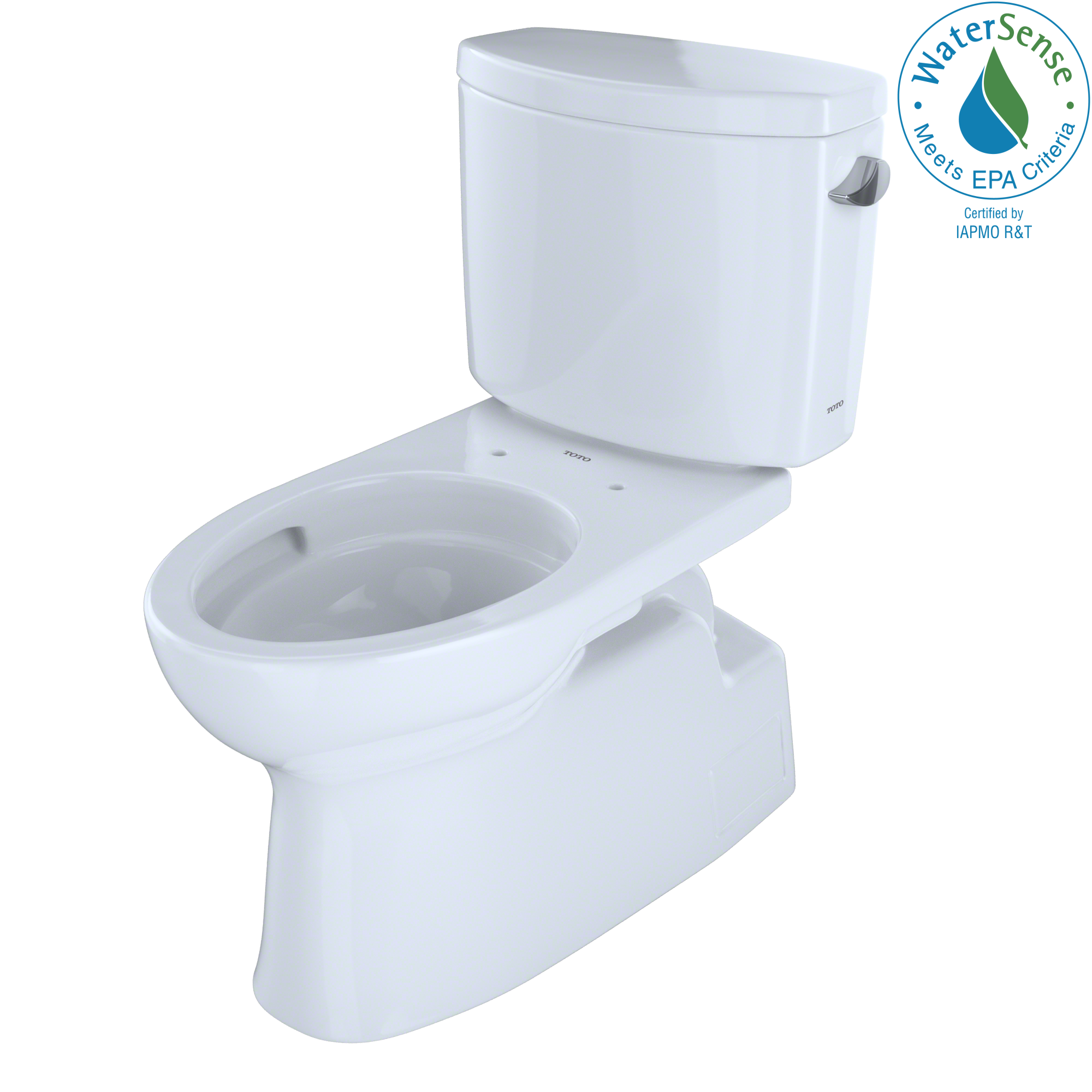 Toto Vespin II Two Piece Elongated Universal Height Toilet with CEFIONTECT and Right Hand Lever 1.28 GPF Less Seat in Cotton White