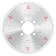 Freud 430mm circular saw blade with silver coating, four mounting holes, and teeth around perimeter for panel sizing.