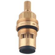 Grohe brass ceramic cartridge with grooved stem and black rubber seals for faucet valve replacement.