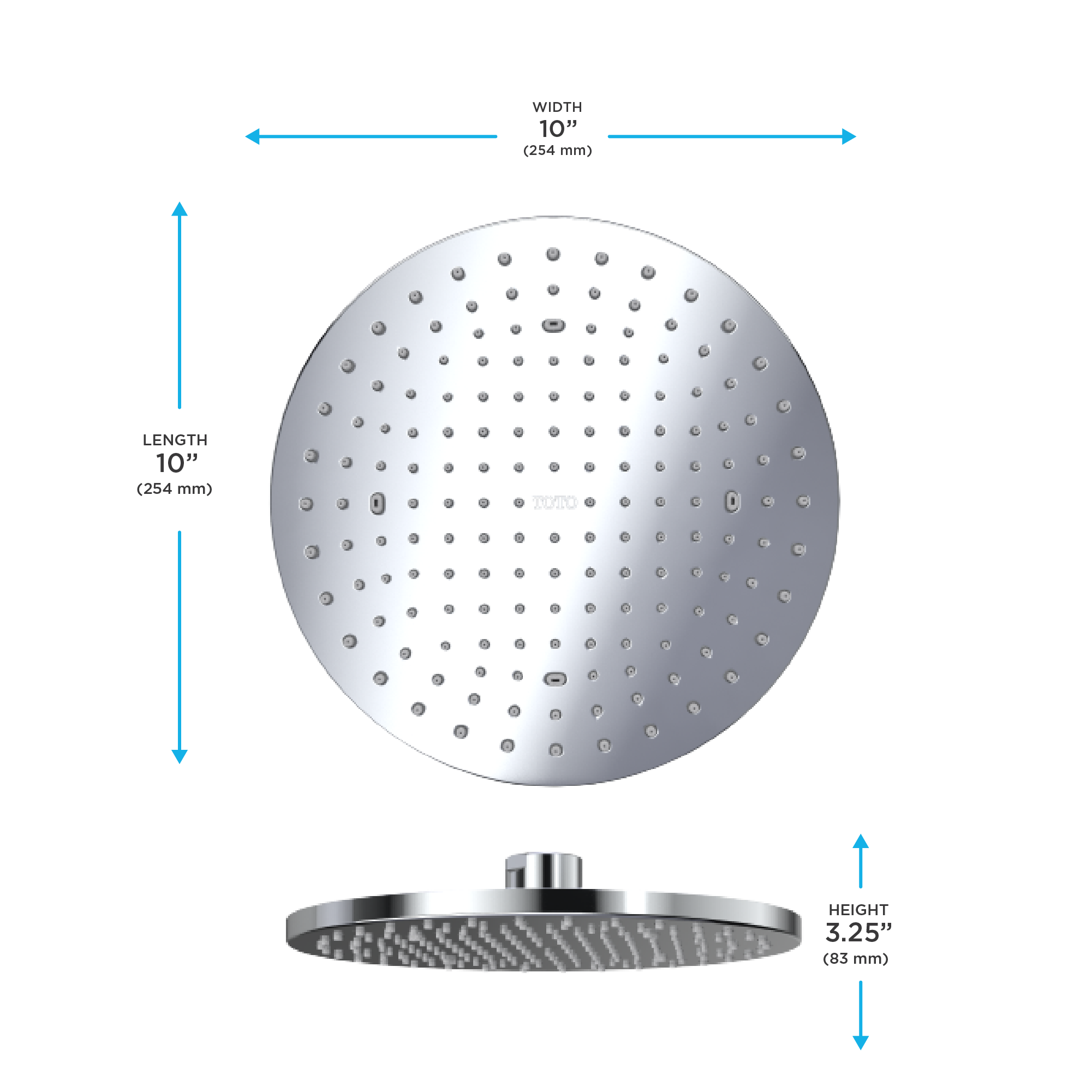 Toto G Series 2.5 GPM Single Spray 10 Inch Round Shower Head With Comfort Wave Technology - TBW07002U1#CP