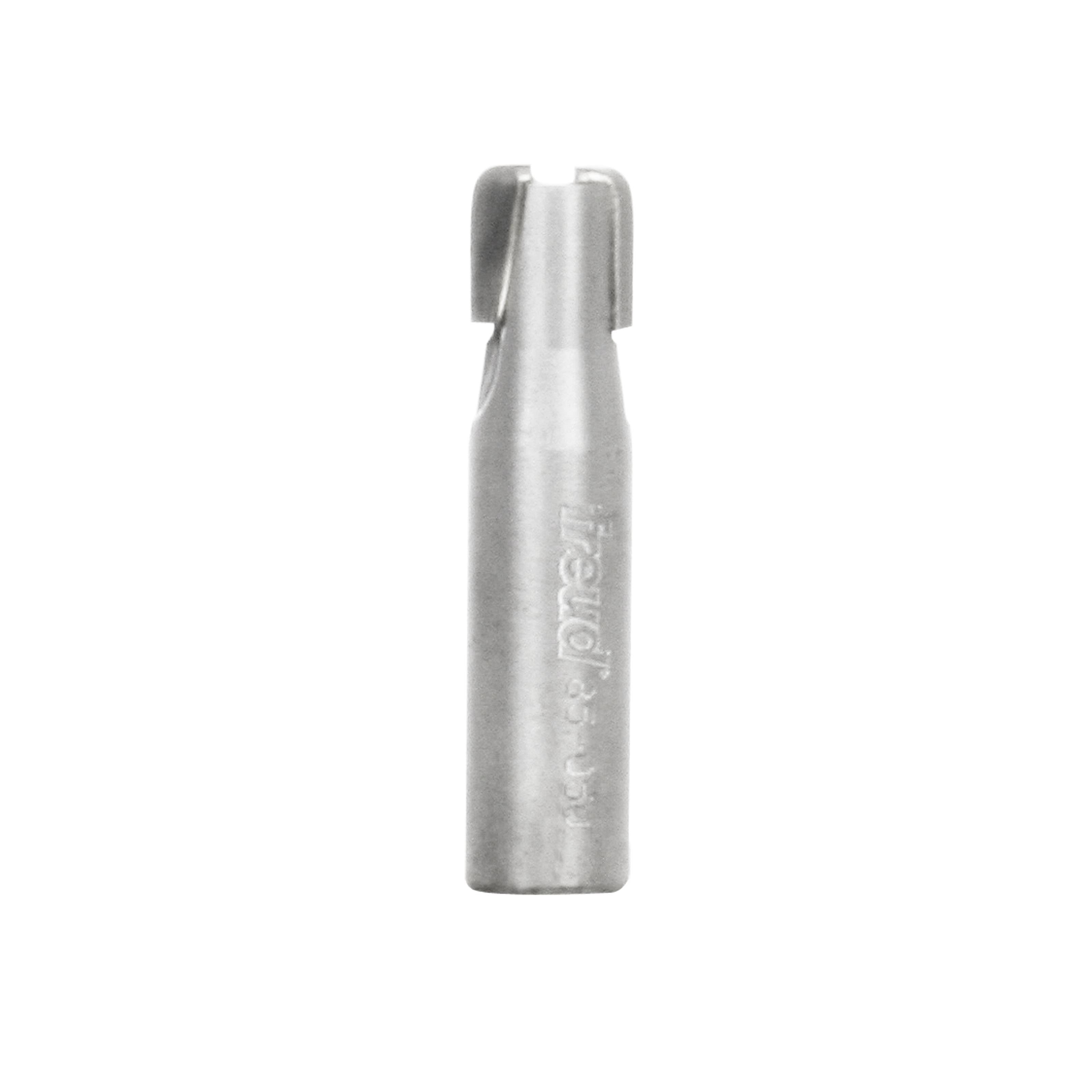 Silver metal router bit with rounded cutting edges at the top and Freud branding on the shaft.