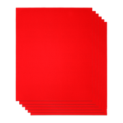 Six red rectangular sanding sheets fanned in a stack against white background.