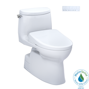 Toto Carlyle II 1G One Piece Elongated Universal Height Toilet with CEFIONTECT 1.0 GPF with Contemporary Washlet+ Auto Flush S7A Bidet Seat in Cotton White