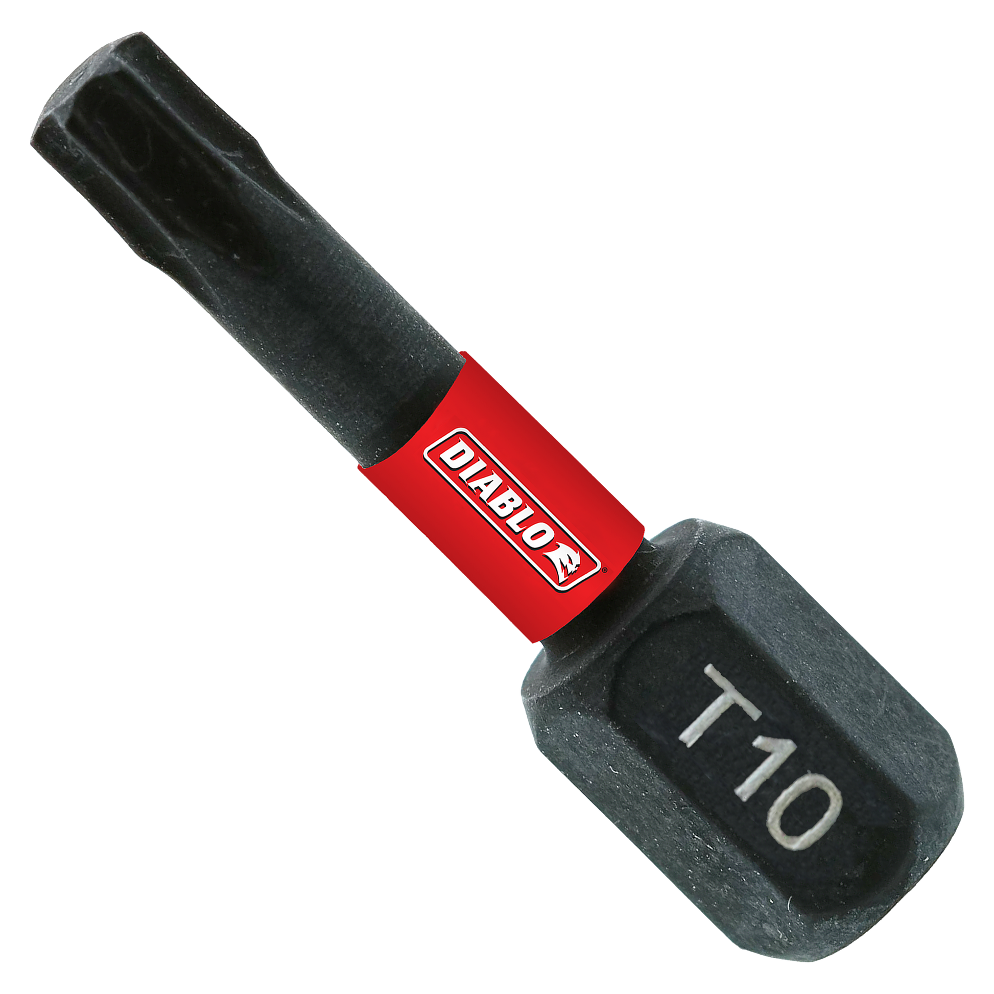 Two black Torx #10 drive bits with red Diablo branding collar on 1-inch shaft.