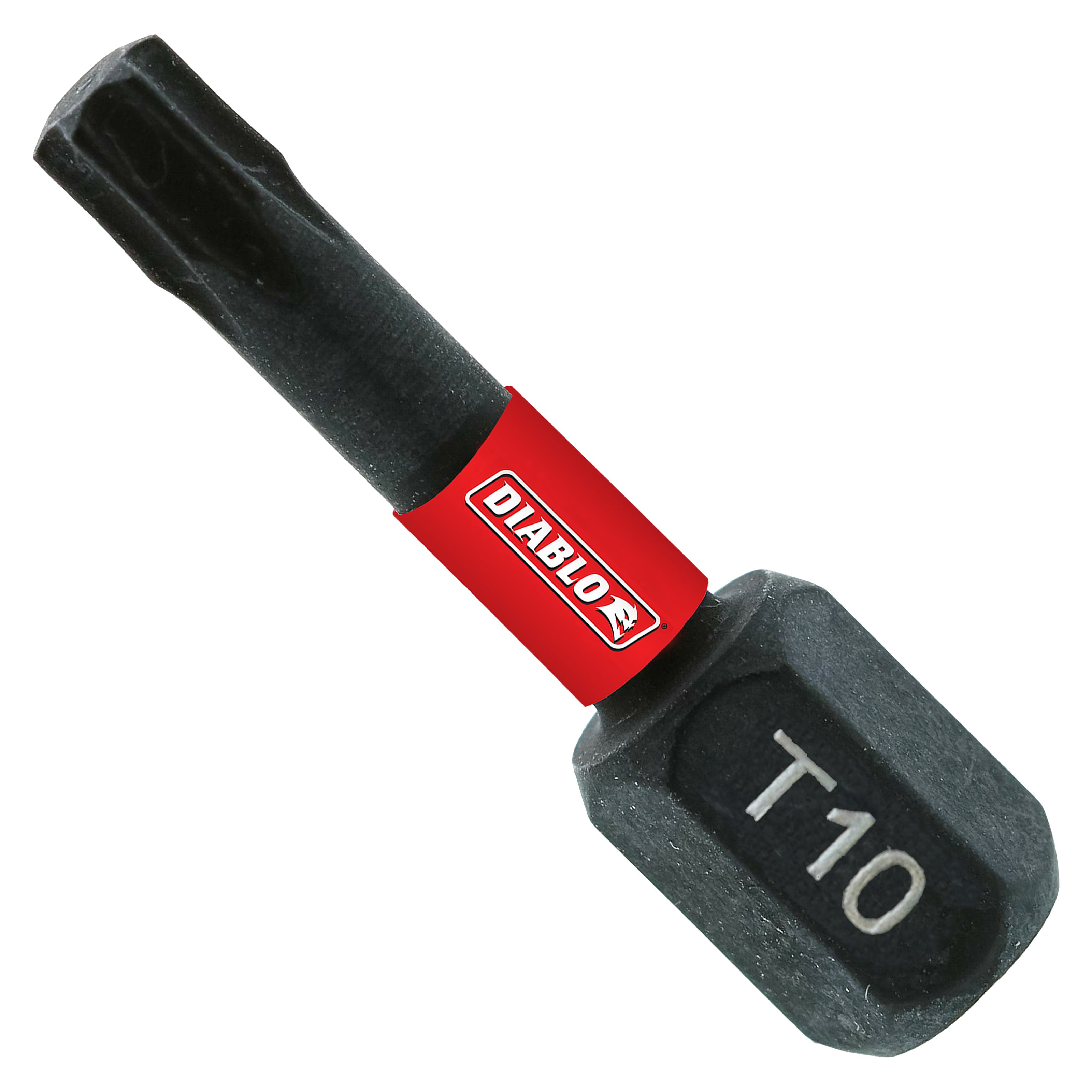 Two black Torx #10 drive bits with red Diablo branding collar on 1-inch shaft.