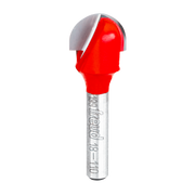 Red and silver round nose router bit with 5/16" radius and cylindrical shank.