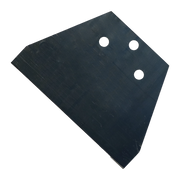 Black trapezoidal floor scraper blade with three white mounting holes.