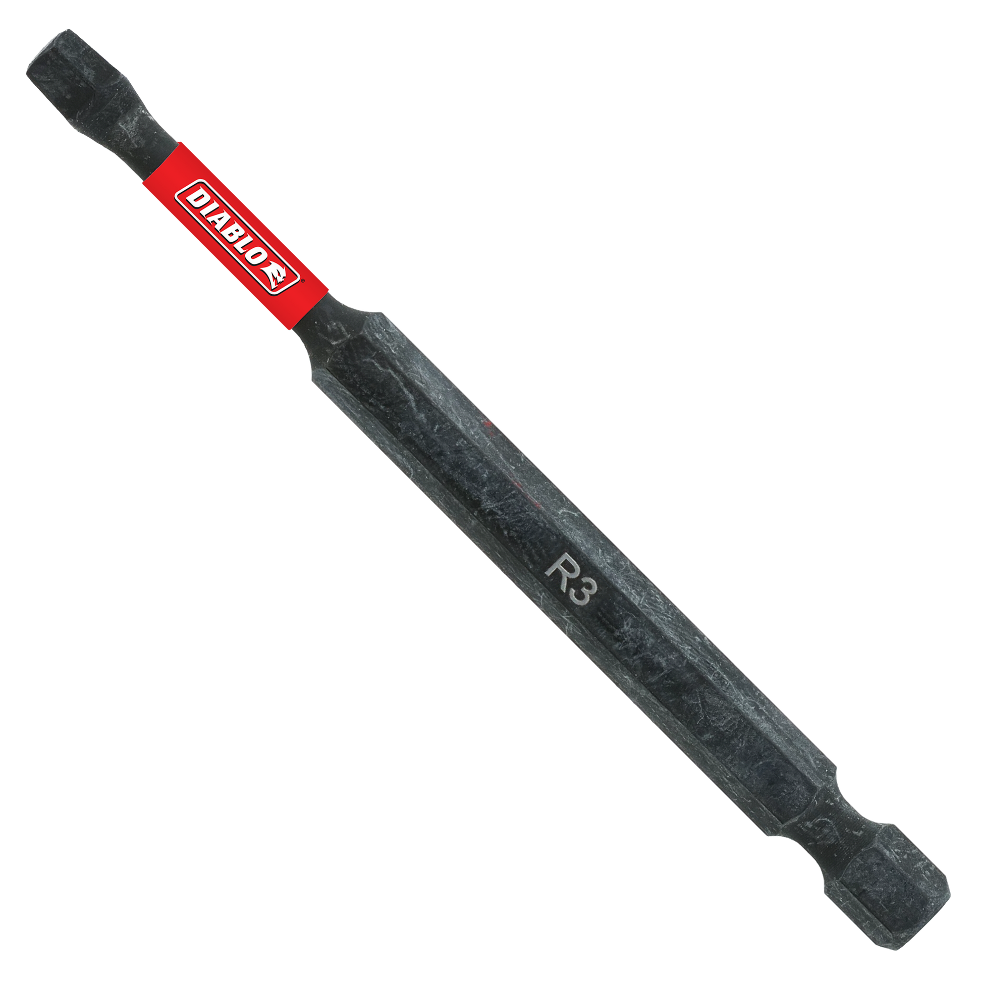 Black Diablo square drive bit with red band and R3 marking on shaft.