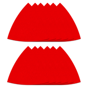 Red triangle sanding sheets with jagged top edge and attachment holes along bottom, shown as two sheets stacked.