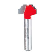 Classical beading groove bit with red cutting head and silver metal shank, viewed from front.