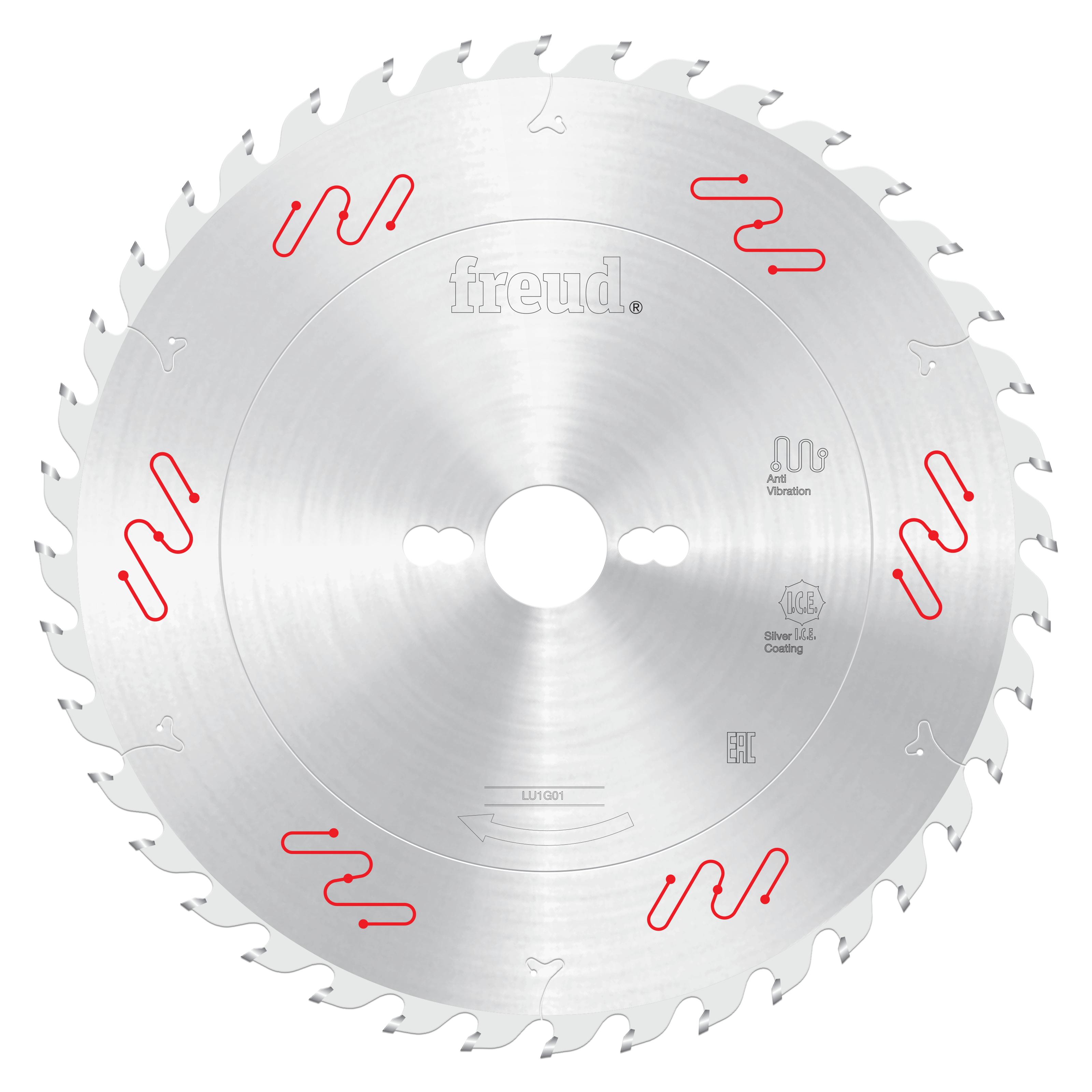 Freud LU1G01 250mm Carbide Tipped Blade for Ripping & Crosscutting, Rounded tooth on the side.