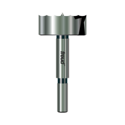Freud PB-012 Forstner bit with cylindrical shank and wide cutting head in brushed steel finish.