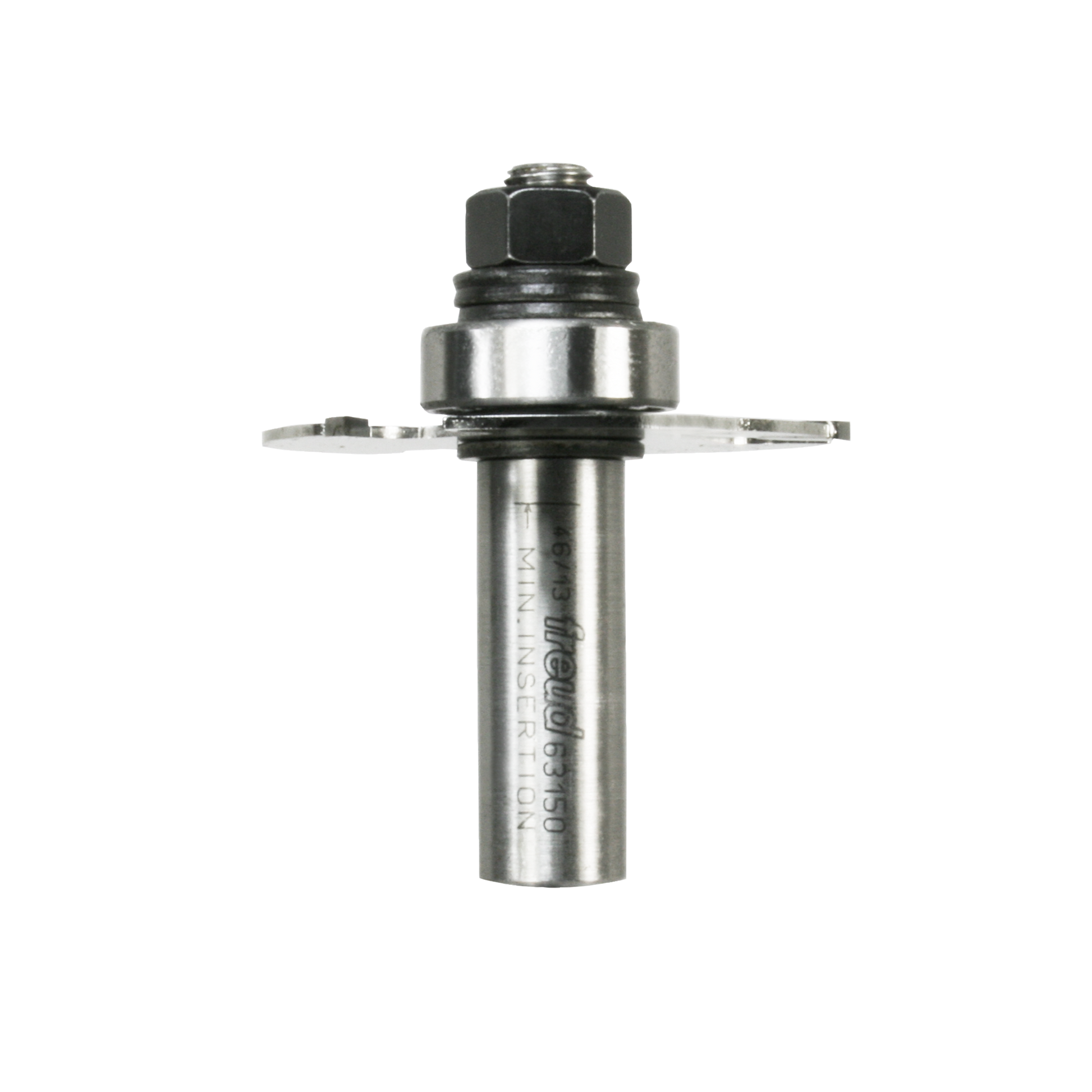Freud 9/16" depth slotting cutter with cylindrical steel shank, hex nut, and flat cutting blades.