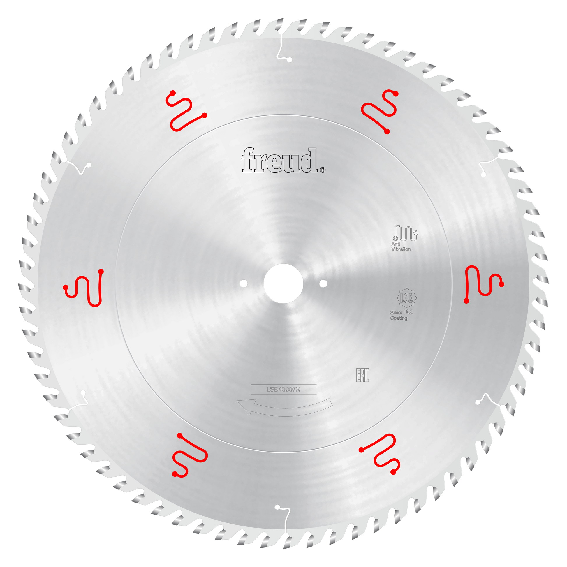 Freud 400mm circular saw blade with carbide teeth and red balance markings around the perimeter.