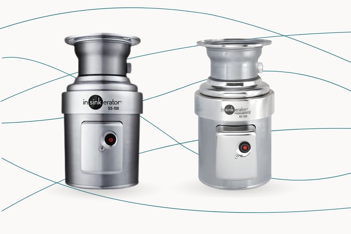 Two discounted Insinkerator garbage disposals in chrome from Plumbing Deals' Stock Your Van Sale for World Plumbing Day 