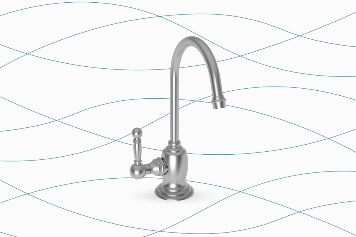 The Newport Brass Nadya series instant hot water dispenser on a plain background