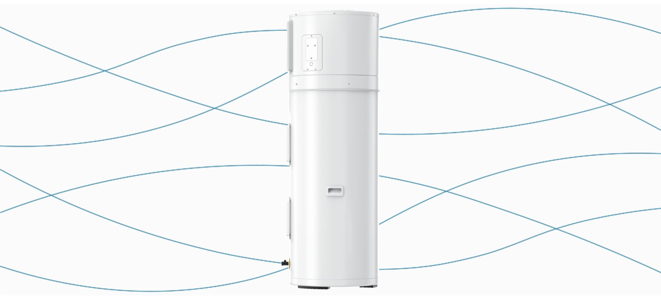 The Rinnai REHP Series 50 Gallon Residential Hybrid Water Heater on a plain background