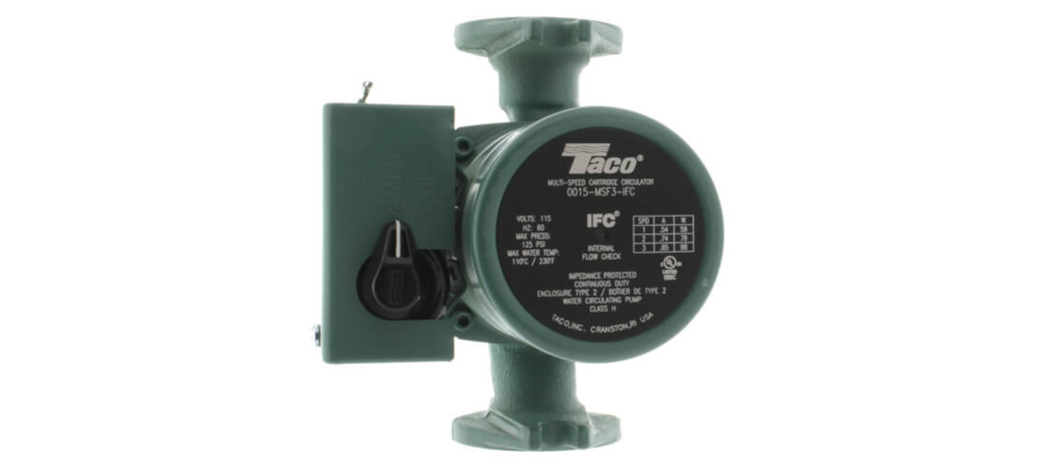 Taco 0015-MSF3-1IFC 3 Speed Cast Iron Circulator Pump with Integral Flow Check 1/20HP