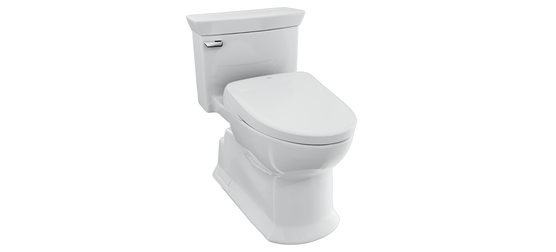 Toto Soiree One Piece Elongated Universal Height Toilet with CEFIONTECT 1.28 GPF with Contemporary Washlet+ Auto Flush S7A Bidet Seat in Cotton White