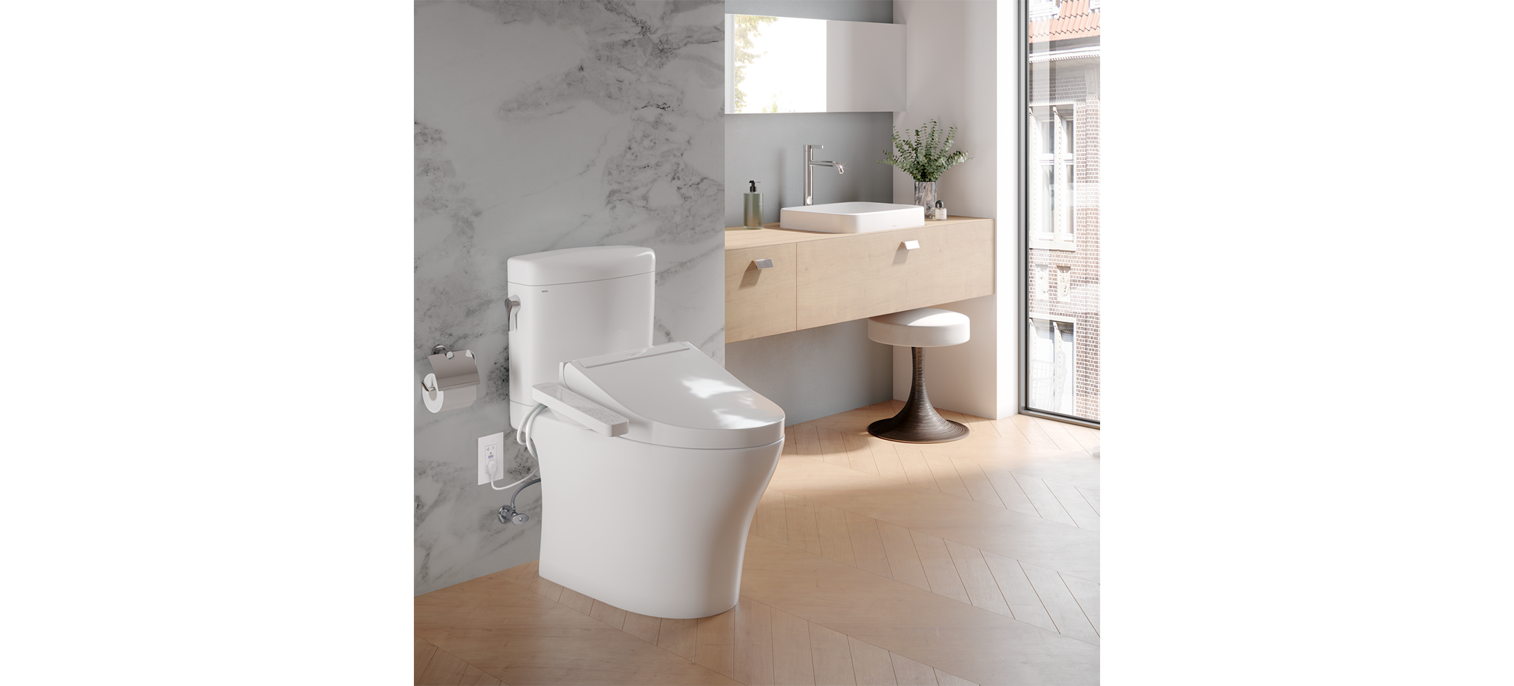 TOTO WASHLET C2 Electronic Bidet Toilet Seat with PREMIST and EWATER+ Wand Cleaning, Elongated - SW3074