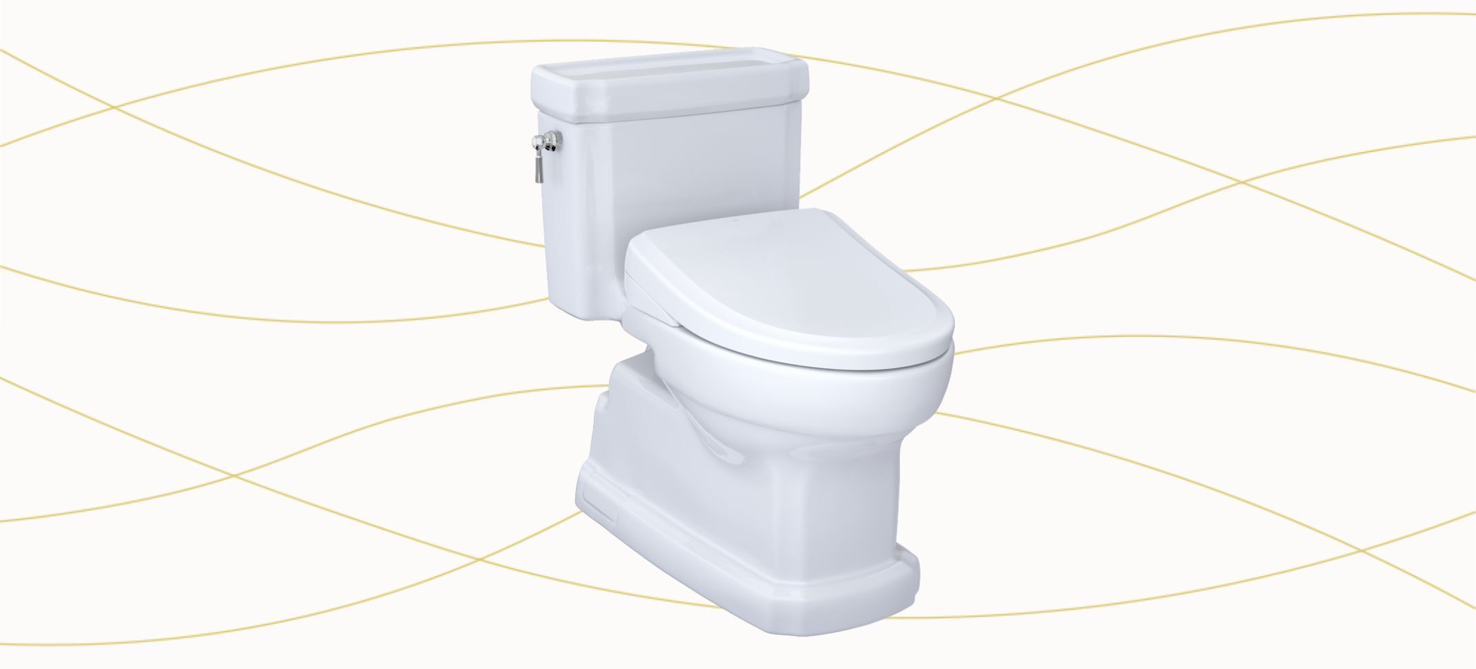 The TOTO Eco Guinevere toilet with an integrated Washlet on a plain background with the lid closed.