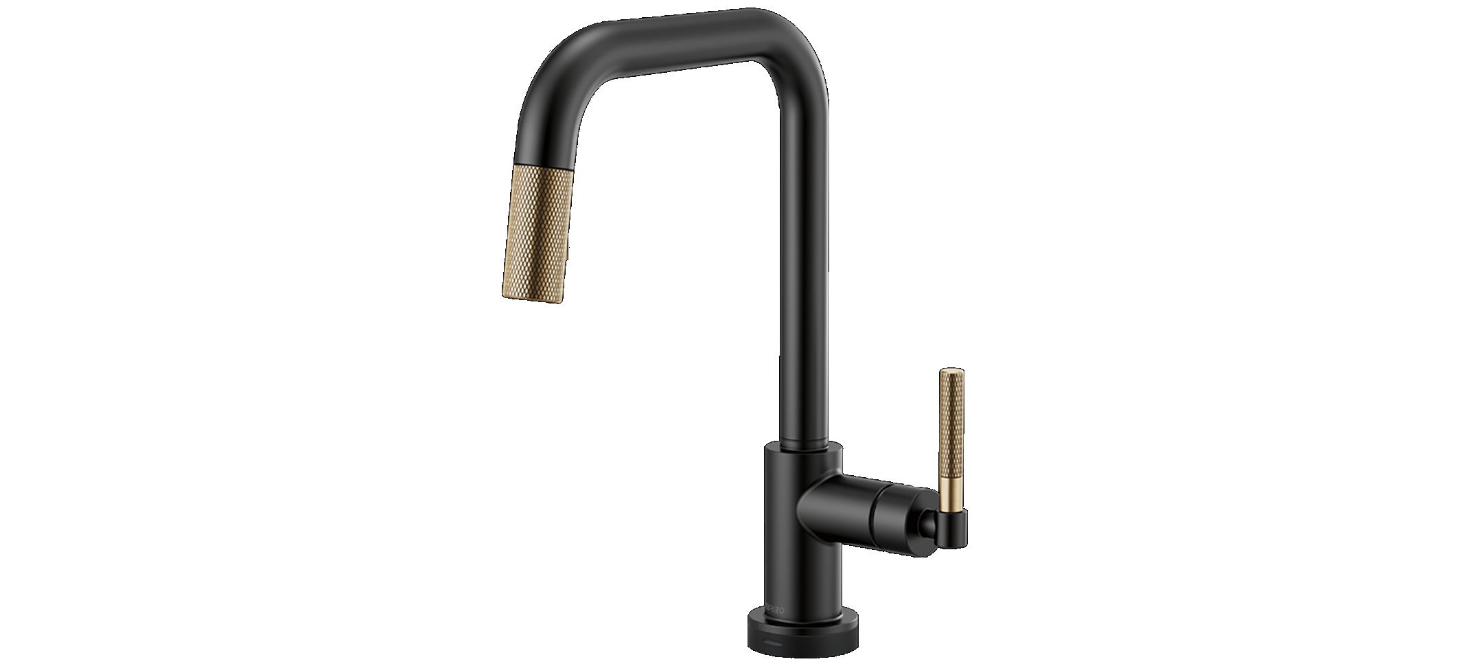Brizo 64053LF-BLGL Litze SmartTouch Pull-Down Kitchen Faucet with Square Spout and Knurled Handle: Matte Black / Luxe Gold