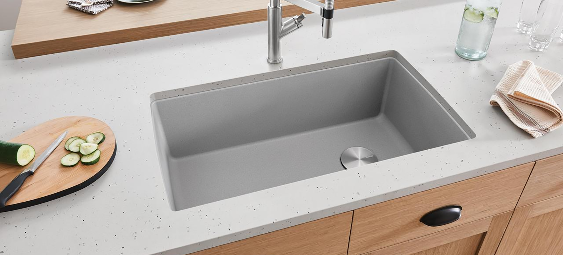 Blanco 440148 Precis Super Single Bowl: Metallic Gray Undermount Kitchen Sink