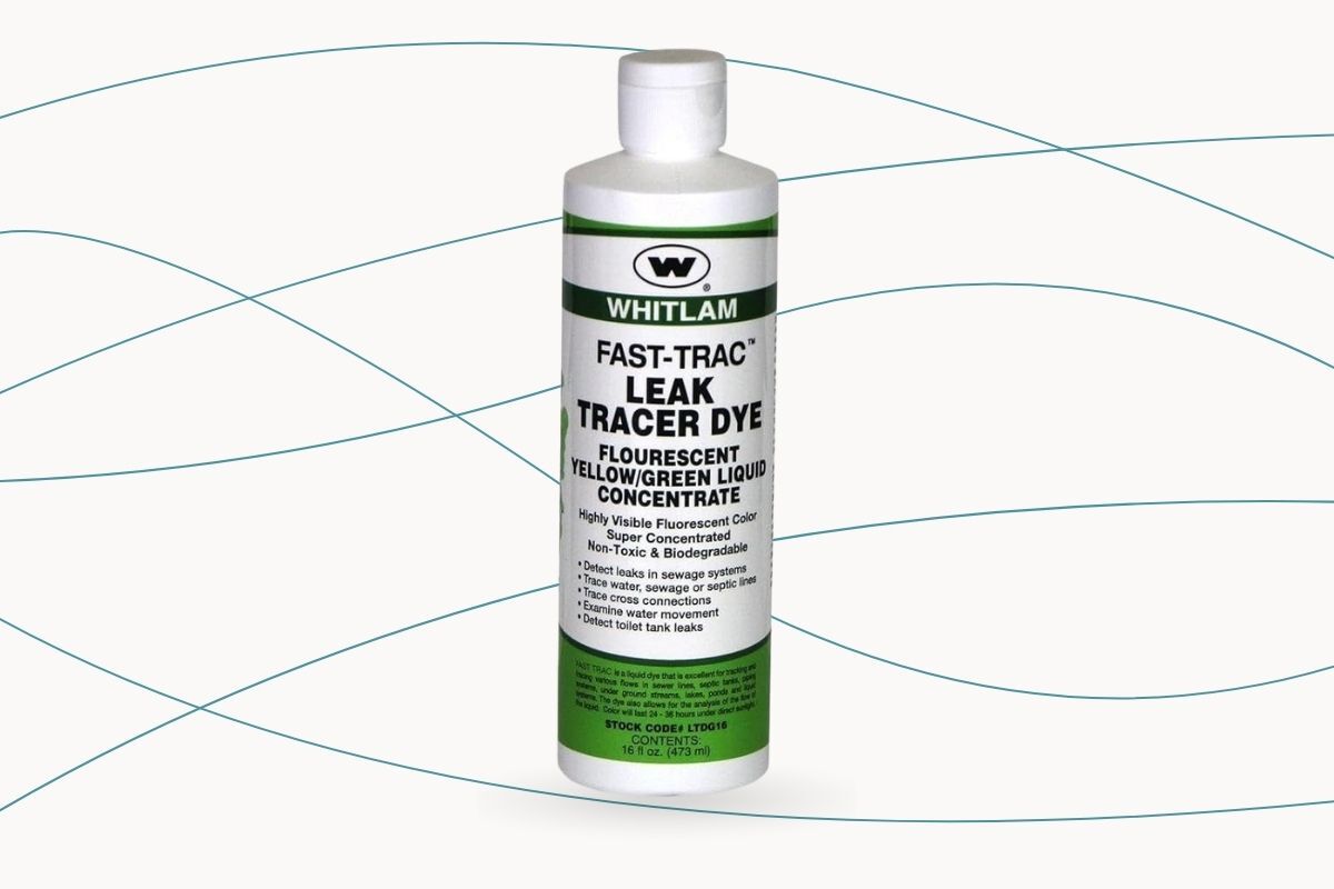 The Whitlam FAST-Trac Yellow/Green Liquid Leak Tracing Dye on a plain background